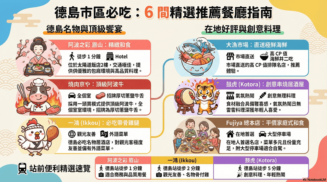 德島必吃美食┃在地人口袋名單大公開 德島市區6間人氣餐廳 阿波牛燒肉 鼓虎創意串燒 大漁直送海鮮 一鴻阿波尾雞骨付雞 Fujiya家庭和食