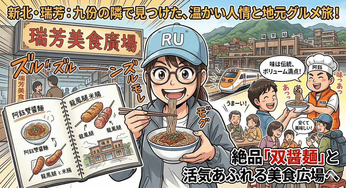 新北瑞芳┃懷舊車站 瑞芳站美食廣場小吃龍鳳腿 瑞芳駅グルメ散策！絶品「双醤麺」と活気あふれる美食広場